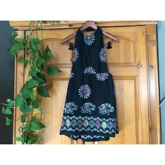 Unbranded Elephant Floral Print Low Back Dress Size S - Picture 2 of 9